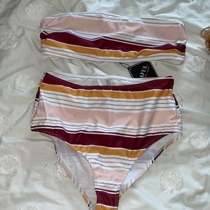 High waisted stripe bikini